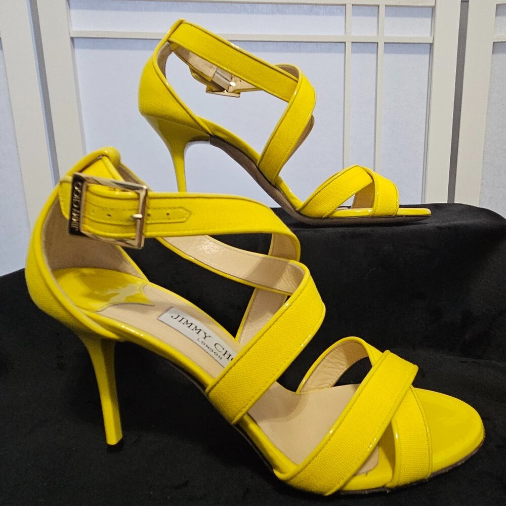 Jimmy Choo Yellow Strappy Sandals, Sz 37 - EUC